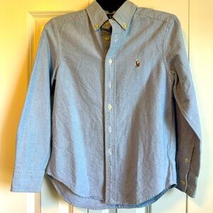 Boys Ralph Lauren Long Sleeve Blue Oxford Button Down shirt Size 8